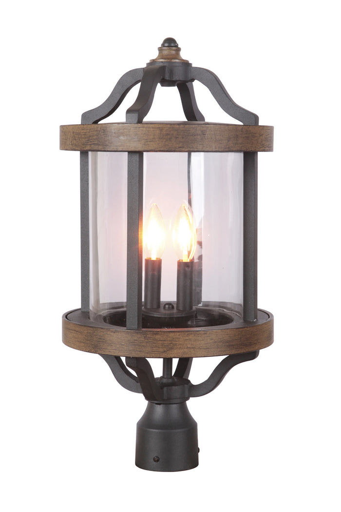 Craftmade Two Light Post Mount from the Ashwood collection in Textured Black/Whiskey Barrel finish