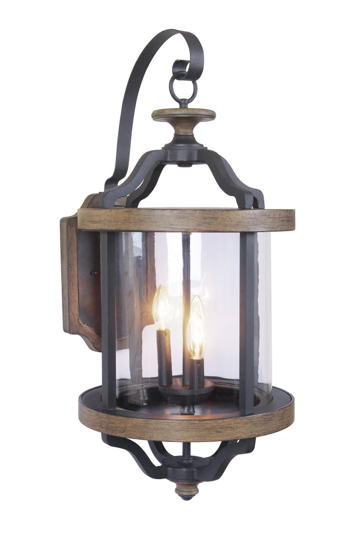Craftmade Three Light Wall Mount from the Ashwood collection in Textured Black/Whiskey Barrel finish