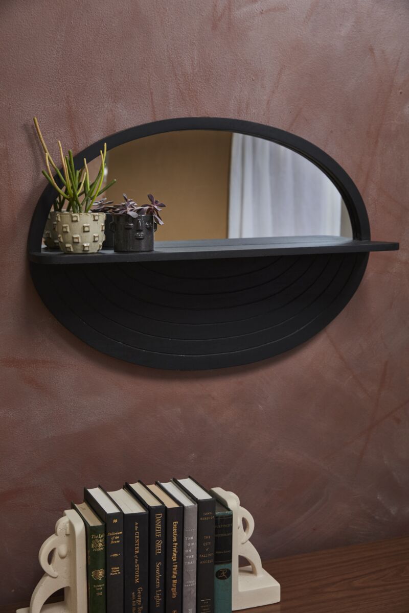 Design Shop Black Ebro Mirror, 29.75" X 20.5"