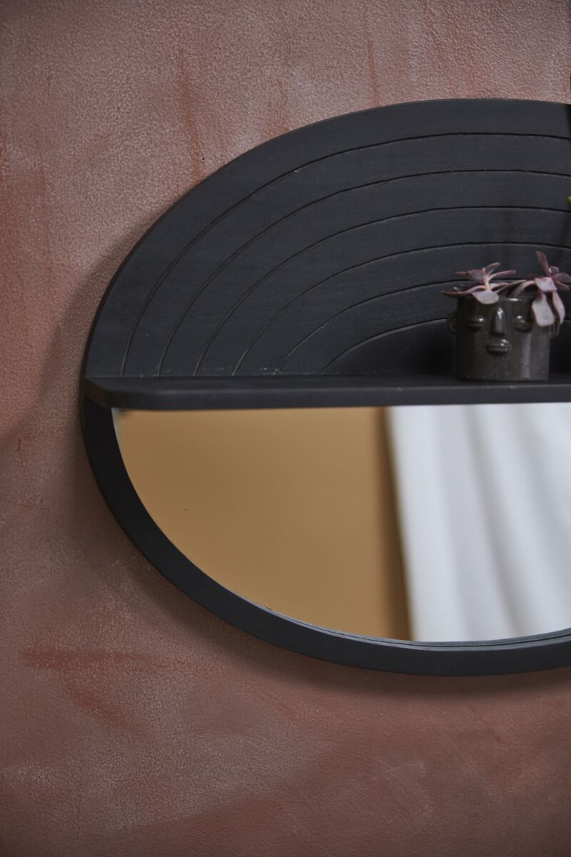 Design Shop Black Ebro Mirror, 29.75" X 20.5"