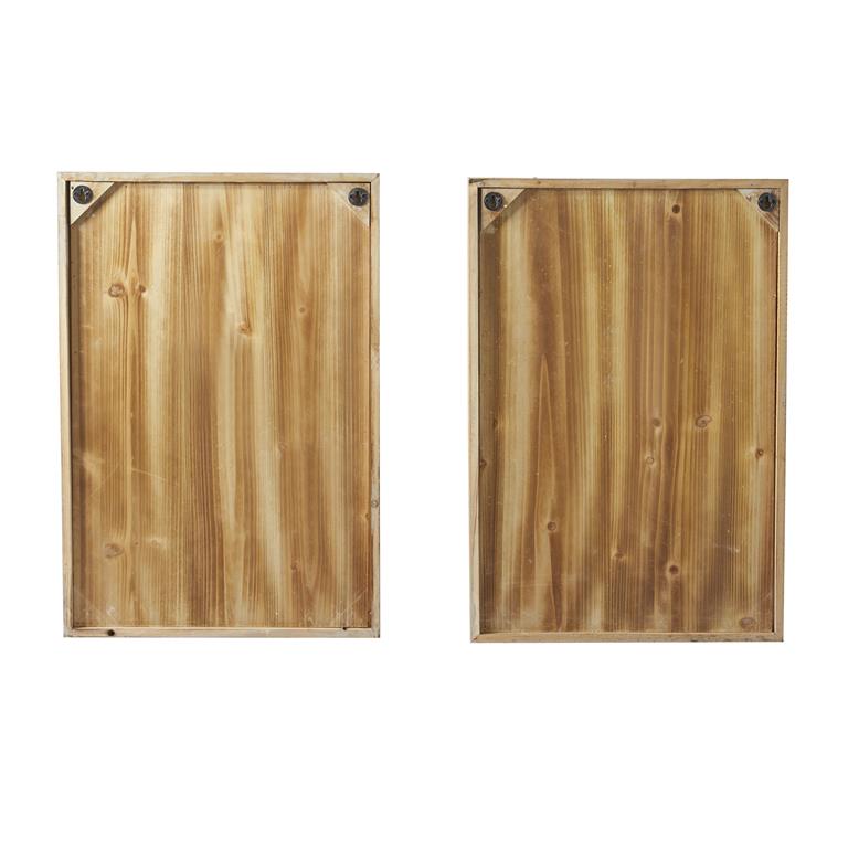 Design Shop  Green Wood Leaf Tropical Wall Decor w/ Brown Frame