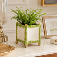 Design Shop Bamboo Green and Gold Cachepot Large 9"