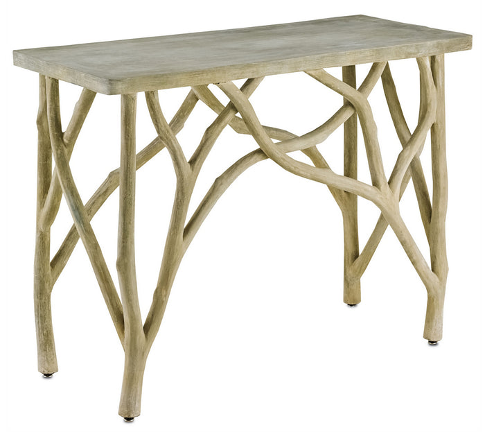 Currey and Company Console Table from the Creekside collection in Portland/Faux Bois finish