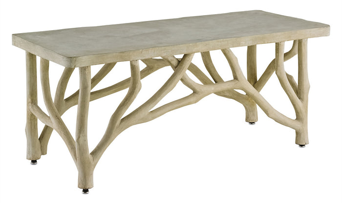Currey and Company Table/Bench from the Creekside collection in Portland/Faux Bois finish