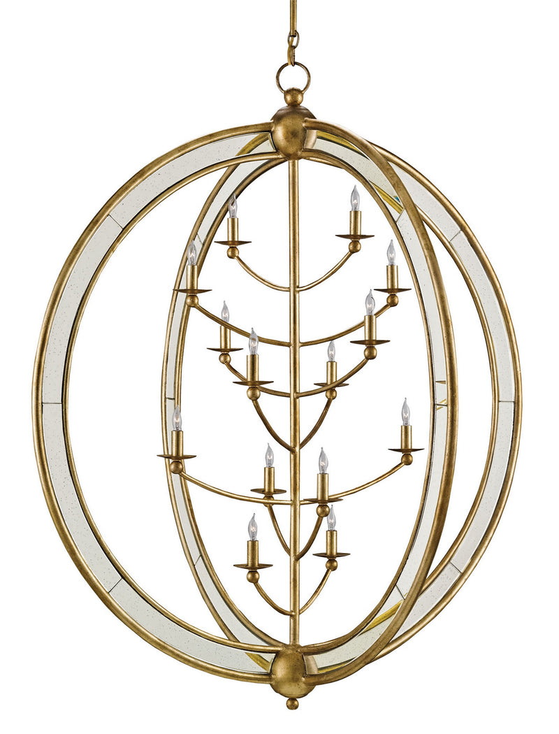 Currey and Company - 9236 - 14 Light Chandelier - Gold Granello/Antique Mirror