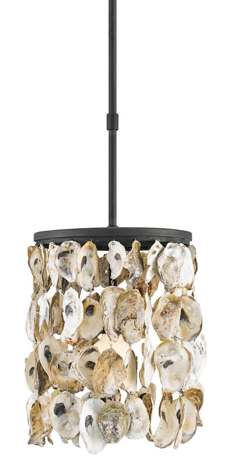 Currey and Company - 9250 - One Light Pendant - Oyster Shell - Natural/Blacksmith