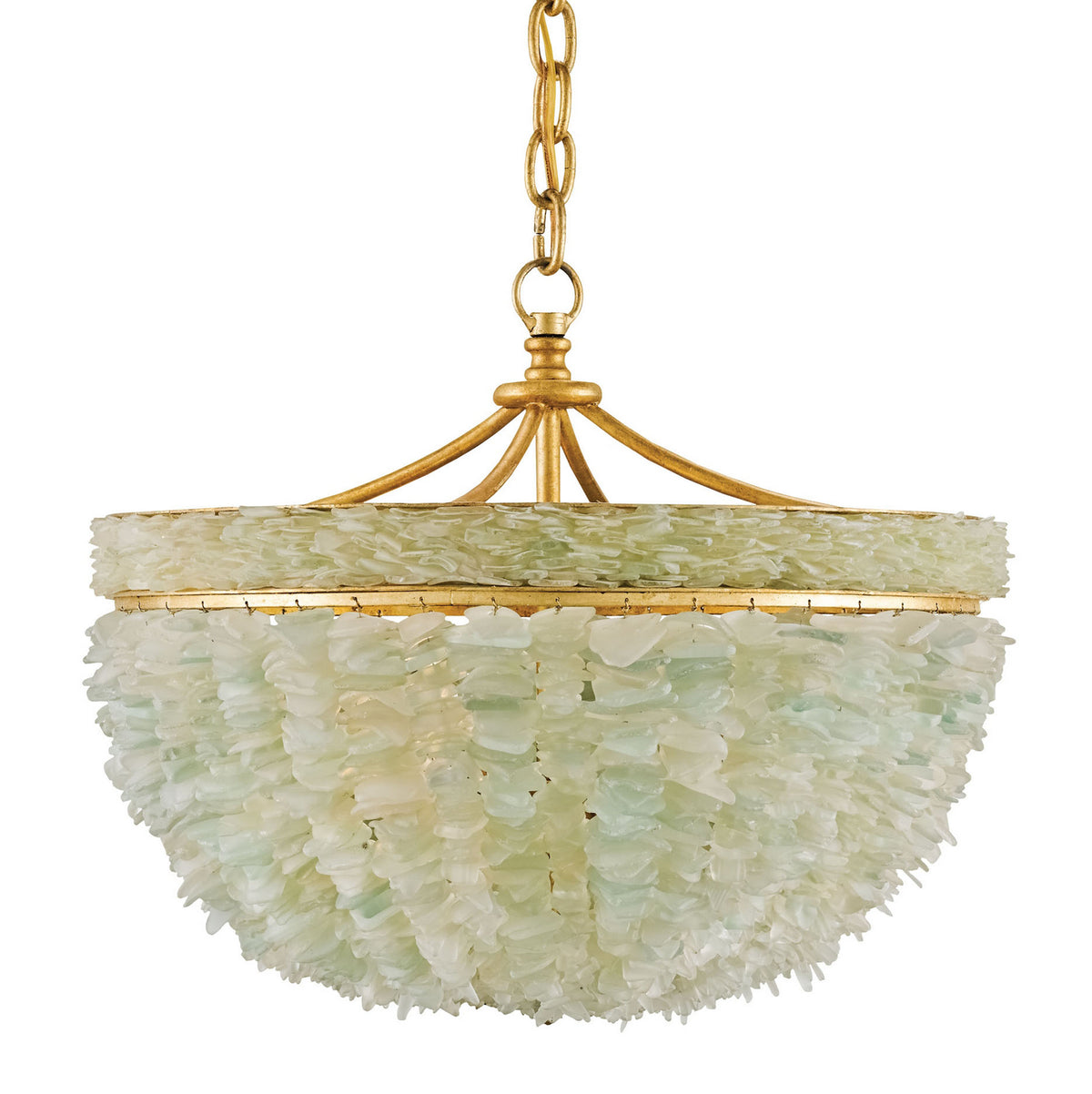 Currey and Company - 9251 - Three Light Pendant - Contemporary Gold Leaf/Seaglass