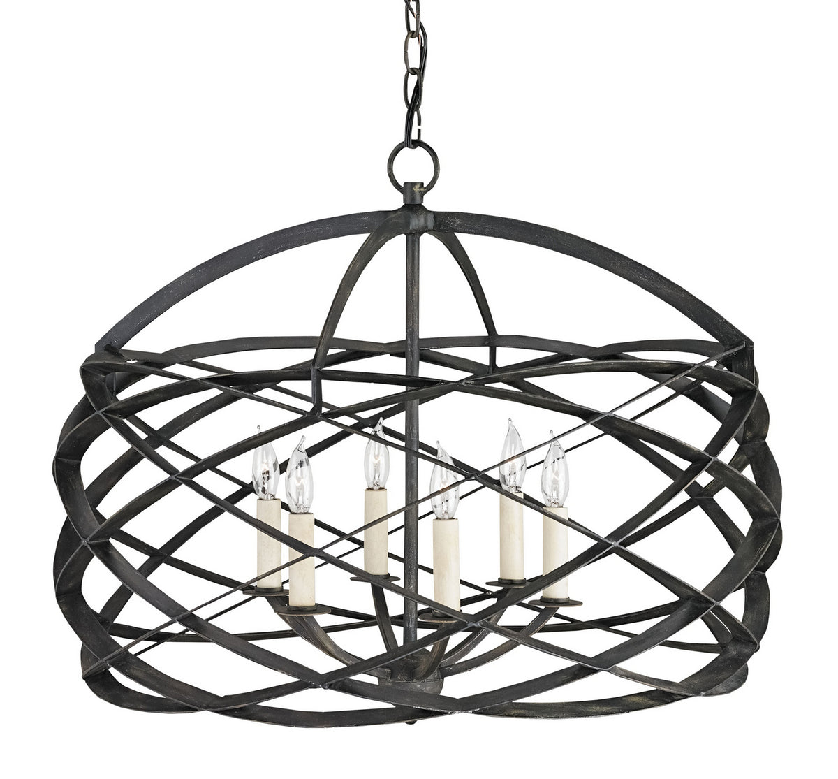 Currey and Company - 9729 - Six Light Chandelier - Black Iron