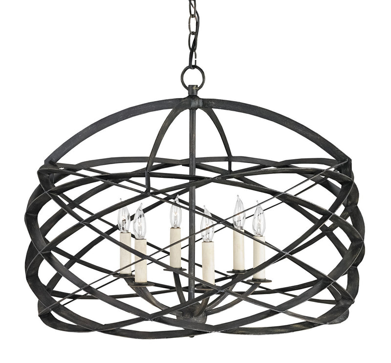 Currey and Company - 9729 - Six Light Chandelier - Black Iron