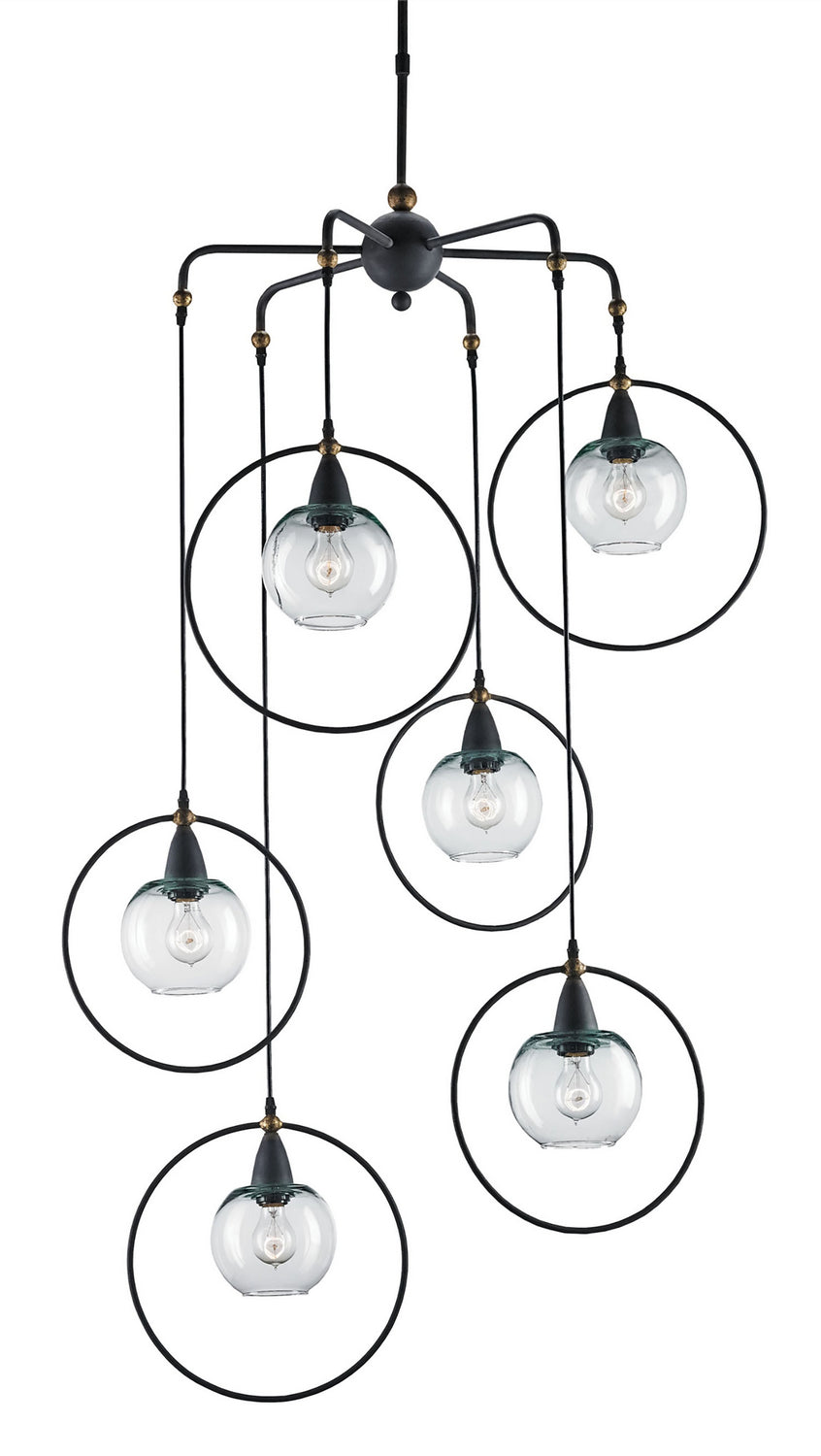 Currey and Company - 9869 - Six Light Pendant - Moorsgate Collection - Blacksmith/Old Brass