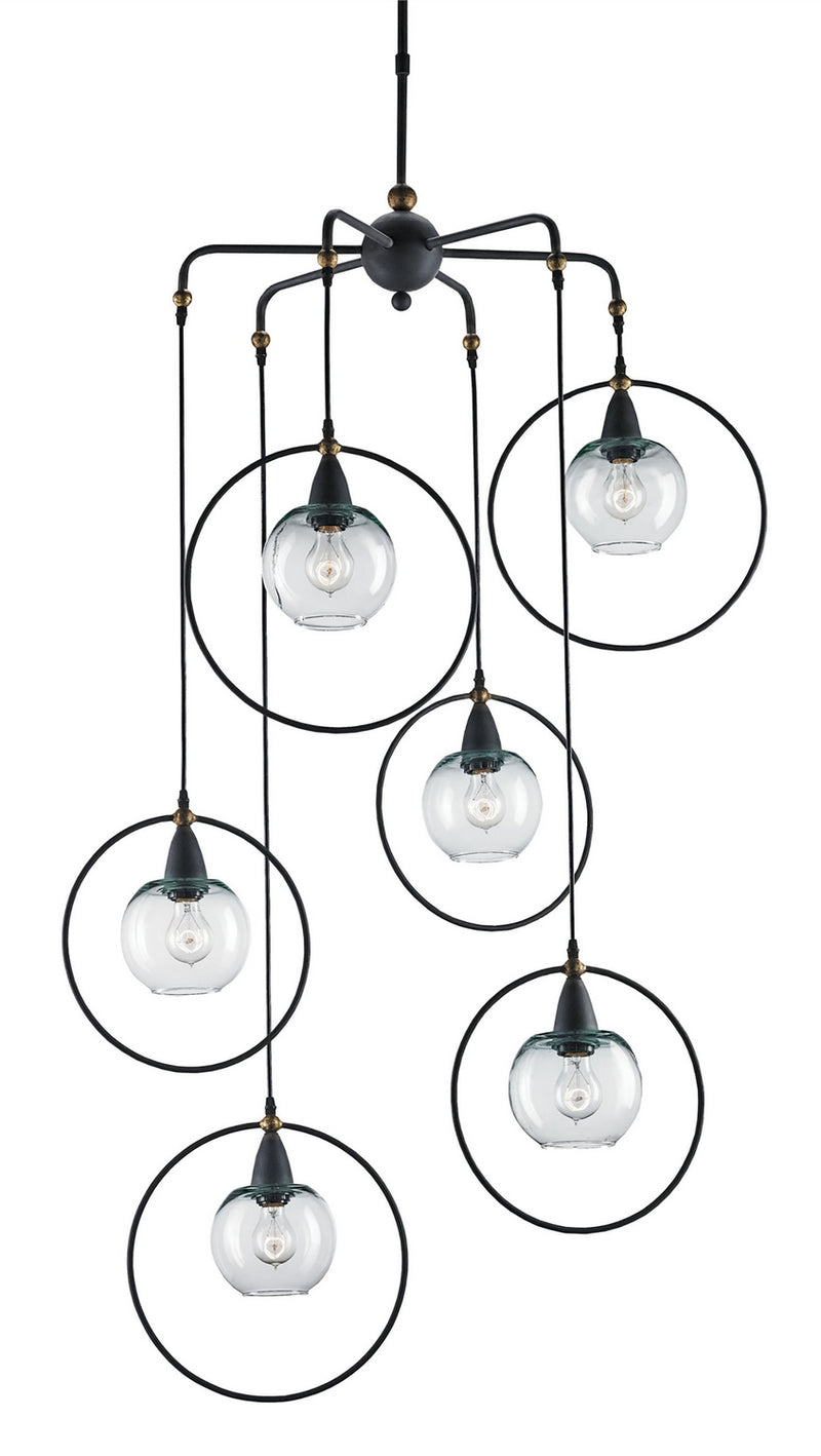 Currey and Company - 9869 - Six Light Pendant - Moorsgate Collection - Blacksmith/Old Brass