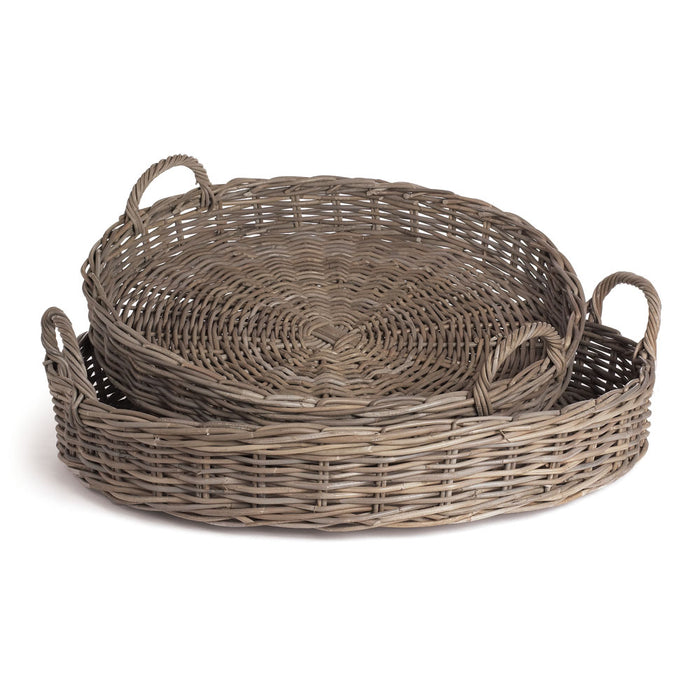 Design Shop Normandy Extra Large Low Round Baskets, Set Of 2
