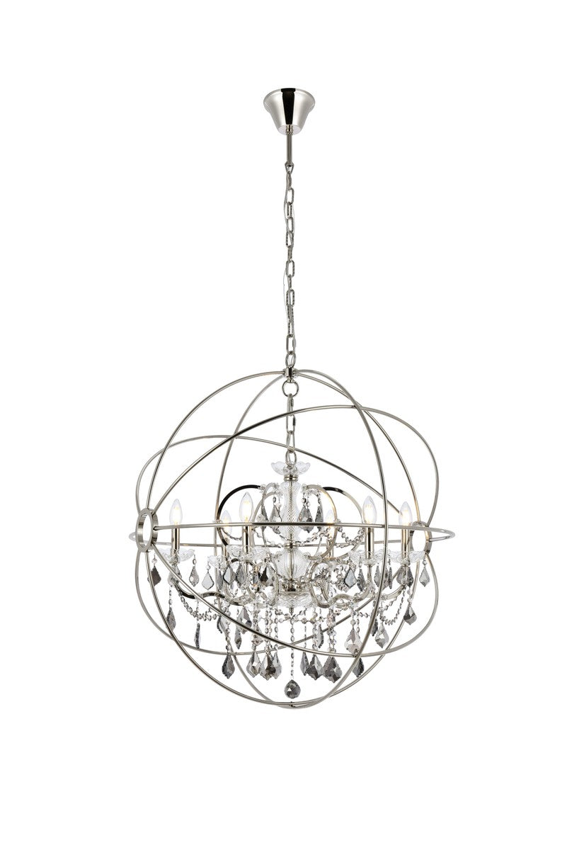 Elegant Lighting - 1130D32PN-SS/RC - Six Light Chandelier - Geneva - Polished nickel