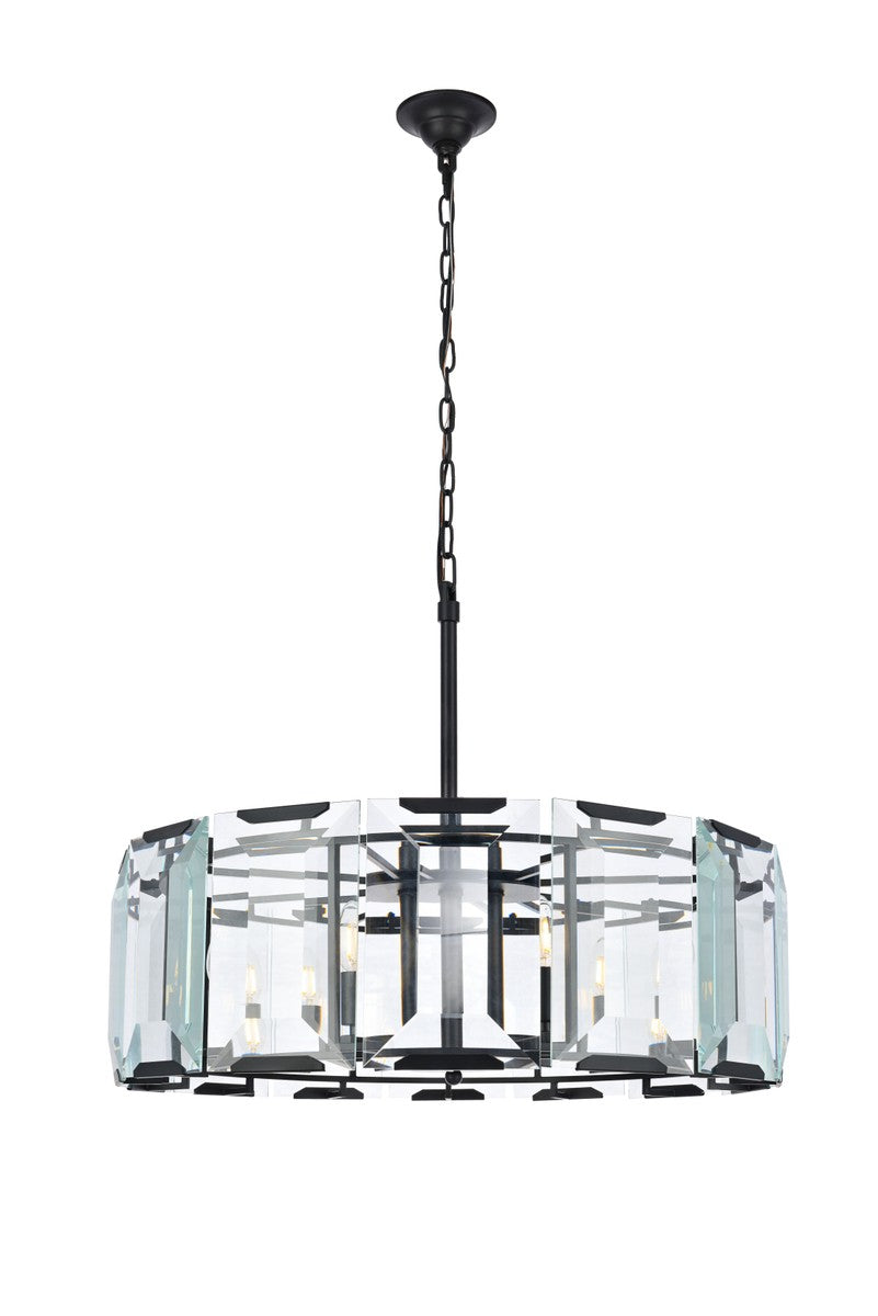 Elegant Lighting - 1211D30FB - Eight Light Chandelier - Monaco - Flat Black (Matte)