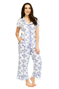 Sea Life Sateen Capri Pajama Set - M