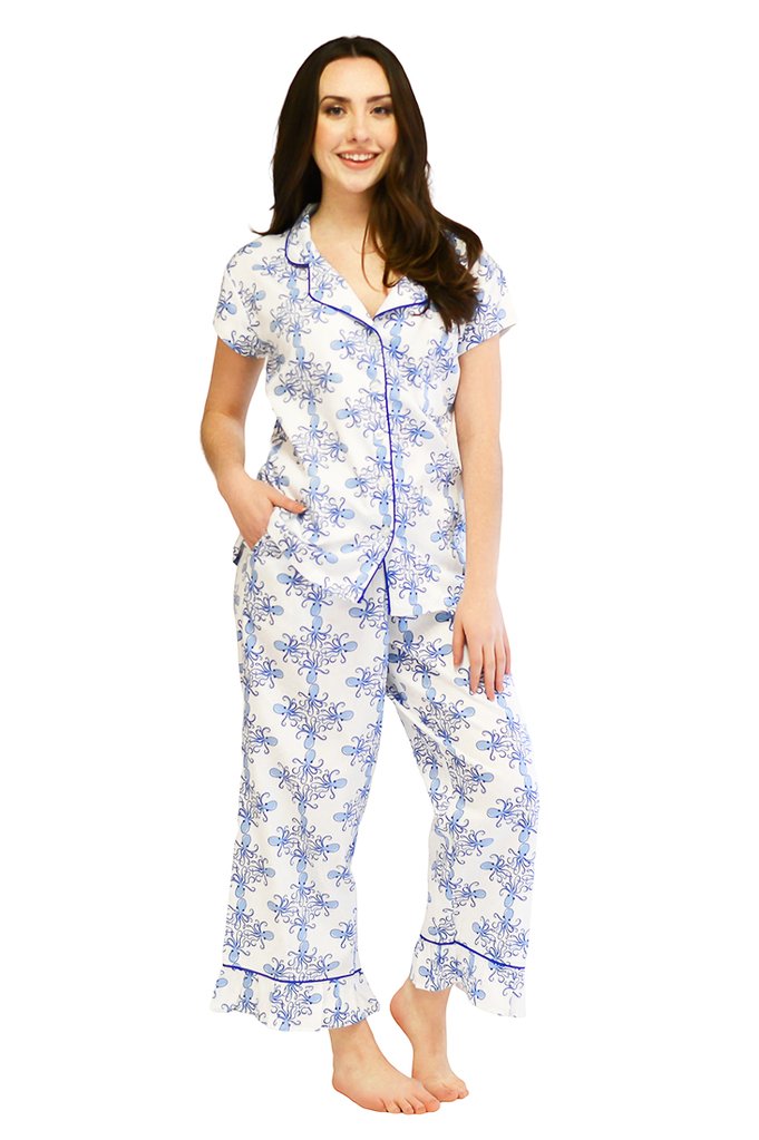 Sea Life Sateen Capri Pajama Set - M