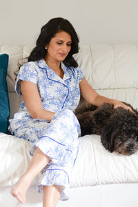 Sea Life Sateen Capri Pajama Set - M