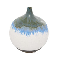 Design Shop  10 inch White Ceramic Handmade Vase w/ Dripping Effect