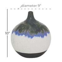 Design Shop  10 inch White Ceramic Handmade Vase w/ Dripping Effect