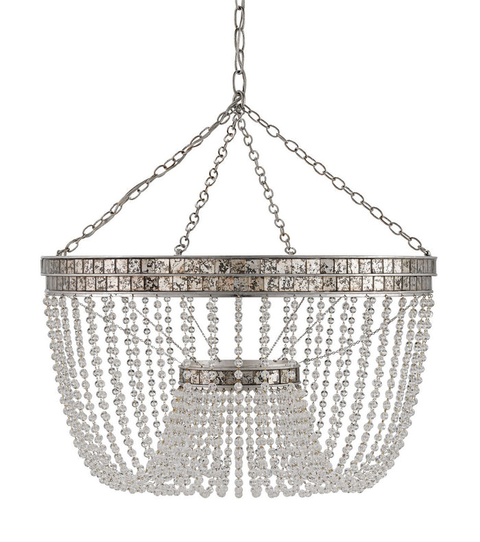 Currey and Company Eight Light Chandelier from the Highbrow collection in Contemporary Silver Leaf/Distressed Silver Leaf finish