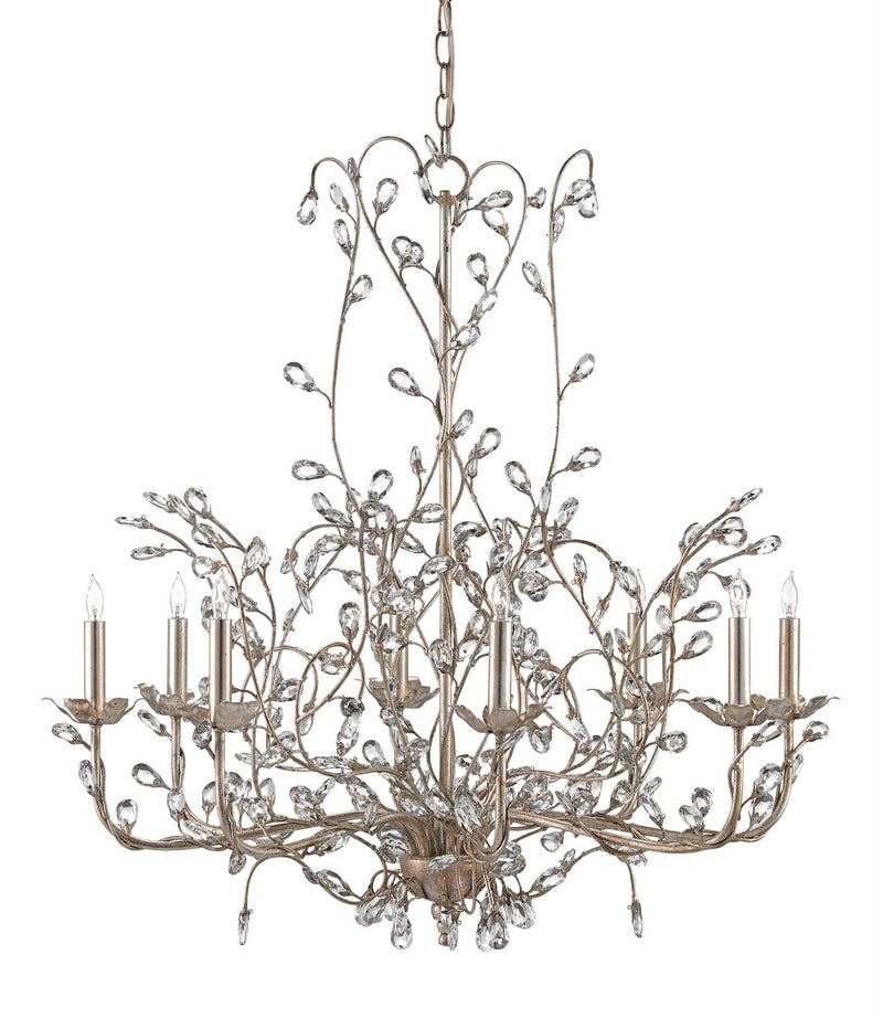 Currey and Company - 9975 - Eight Light Chandelier - Crystal Bud Collection - Silver Granello