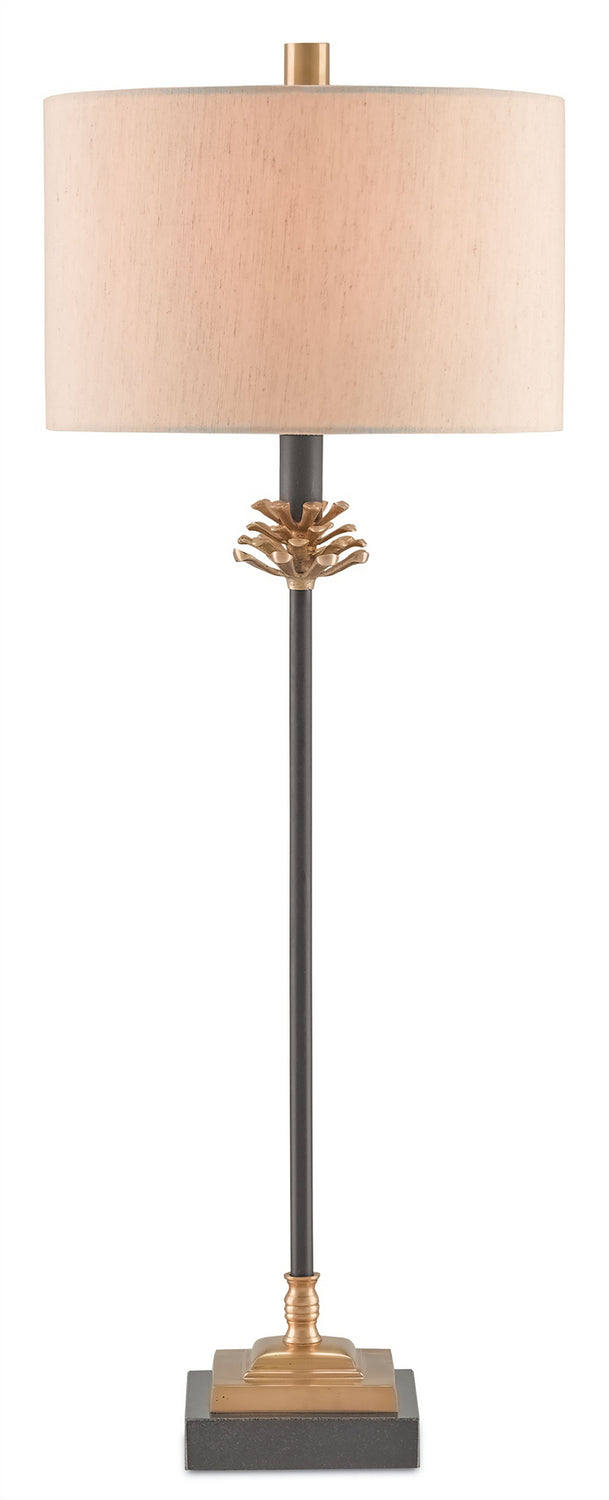 Currey and Company One Light Table Lamp from the Pinegrove collection in Antique Brass/Black finish