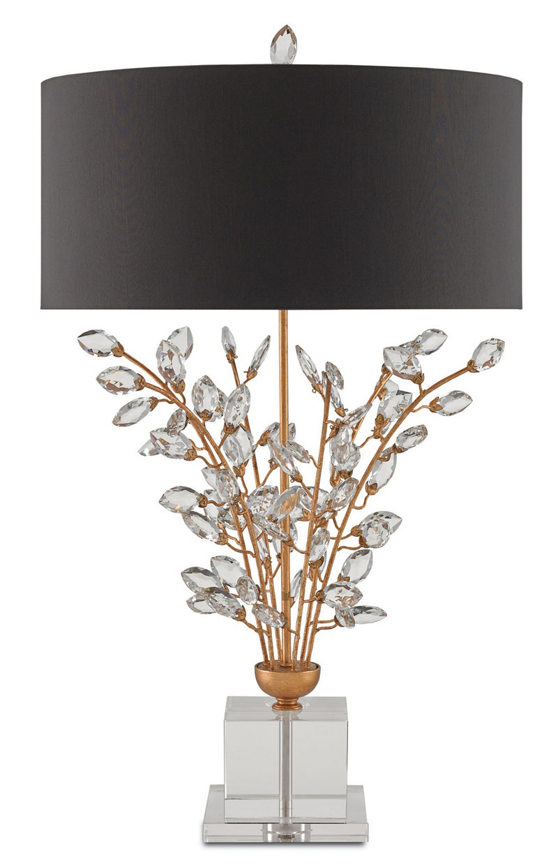 Currey and Company Two Light Table Lamp from the Forget-Me-Not collection in Chinois Gold Leaf/Clear finish