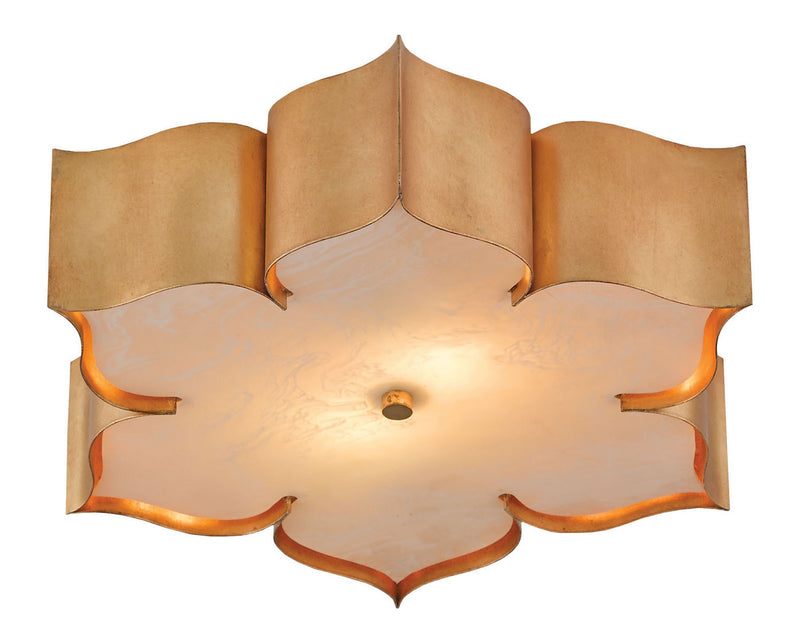Currey and Company - 9999-0010 - Two Light Flush Mount - Grand Lotus Collection - Antique Gold Leaf