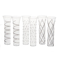 Abigails Razzle Dazzle Champagne Flutes with Silver Accents, Set of 6