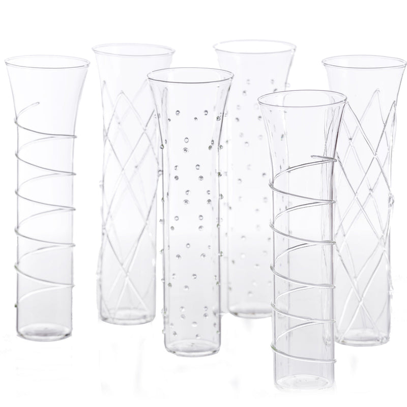 Abigails Razzle Dazzle Champagne Flutes with Clear Accents, Set of 6