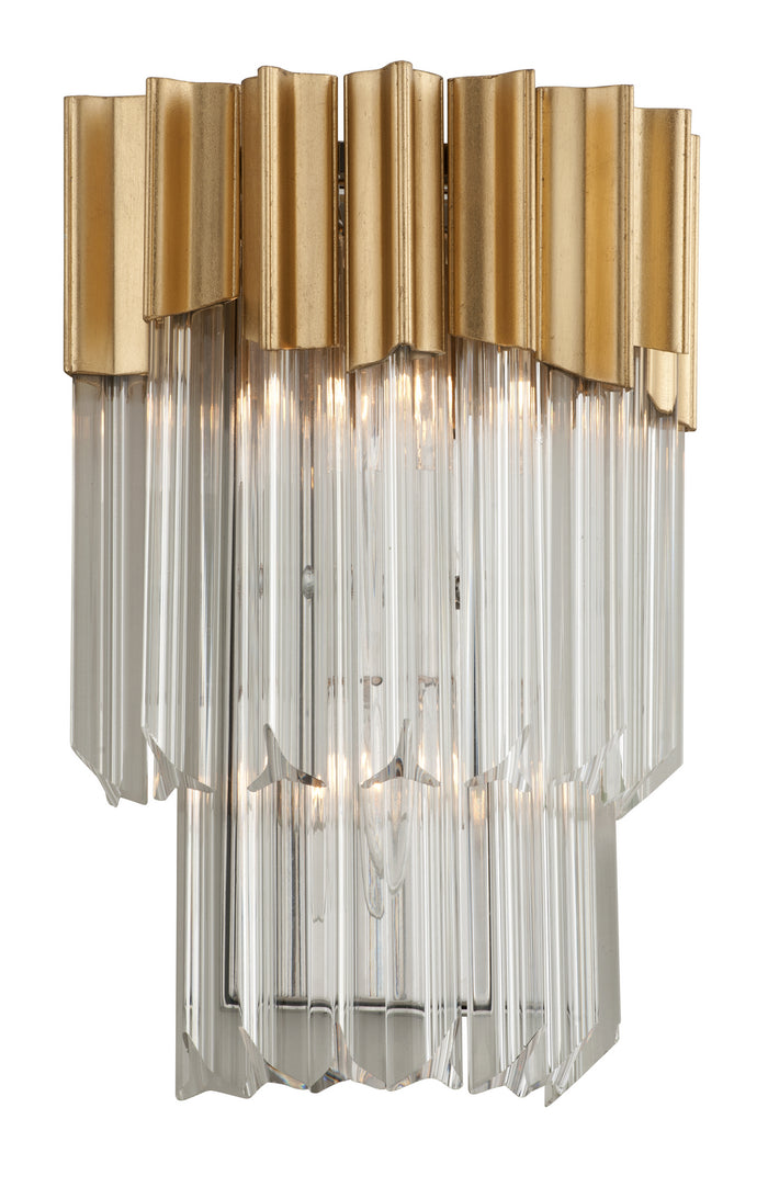 Corbett Lighting Two Light Wall Sconce from the Charisma collection in Gold Leaf W Polished Stainless finish