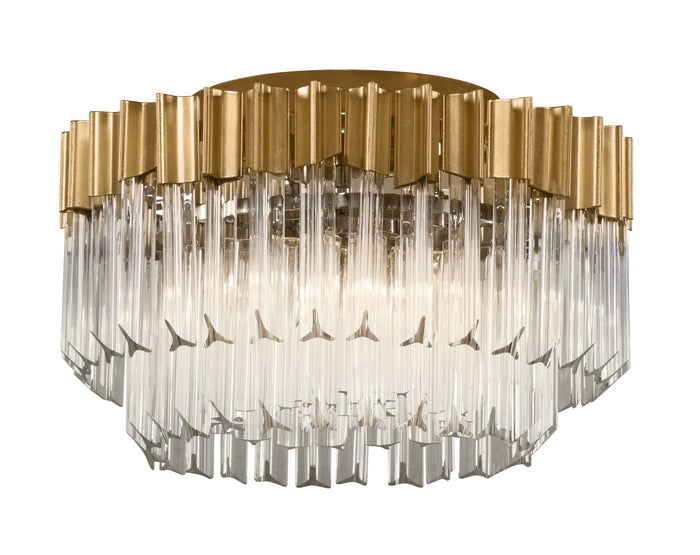 Corbett Lighting Three Light Semi Flush Mount from the Charisma collection in Gold Leaf W Polished Stainless finish