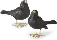 Design Shop Assorted 4.75 Inch Glittered Black Resin Birds with Gold Feet (2 Styles)