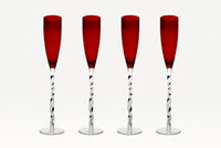 Abigails Adriana Champagne Glass, Red, Set of 4