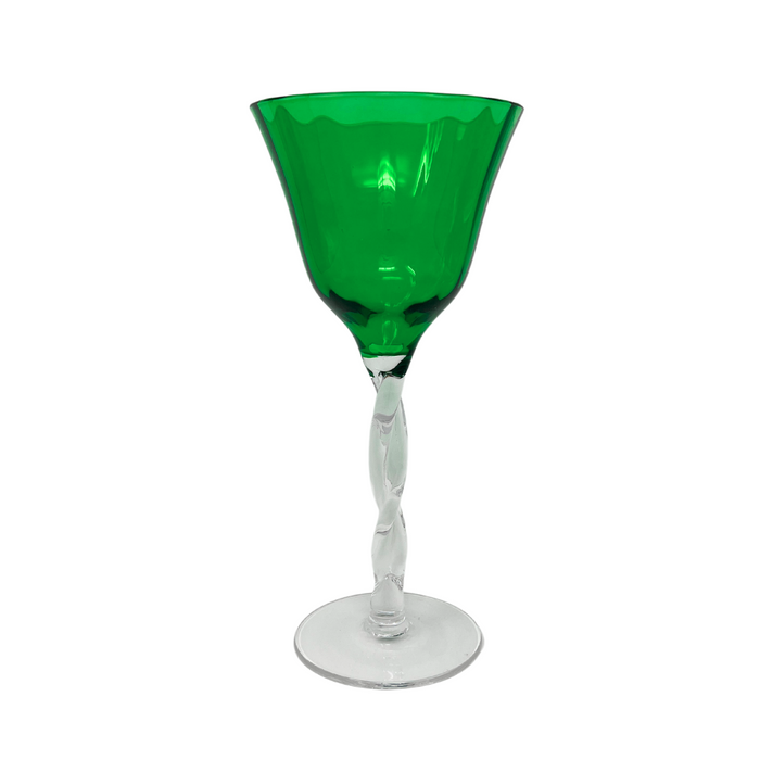 Abigails Adriana Wine Glass, Emerald Green, Set of 4