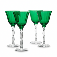 Abigails Adriana Wine Glass, Emerald Green, Set of 4