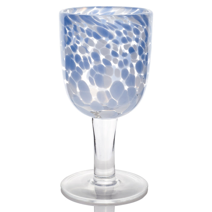 Abigails Torcello Spotted Rosa Wine Glass, Blue/White, Set of 4