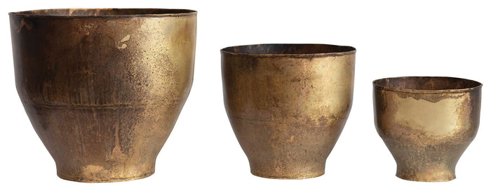 Design Shop Antique Brass Tapered Planter 8", Set of 3