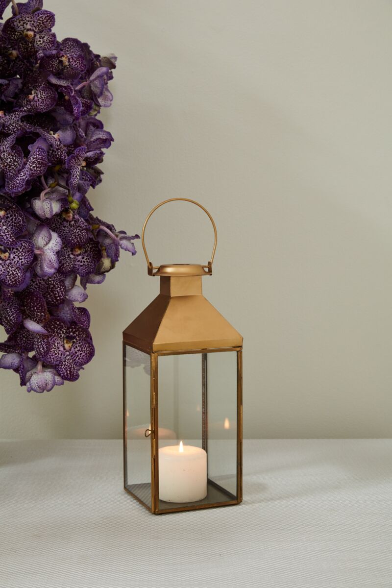 Design Shop Gold Founder Lantern, 5.5" X 14".