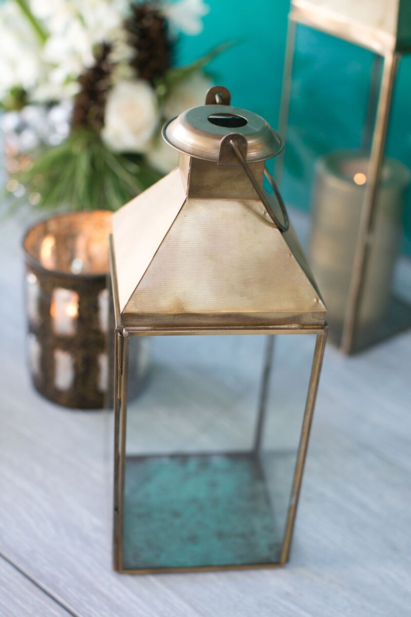 Design Shop Gold Founder Lantern, 5.5" X 14".