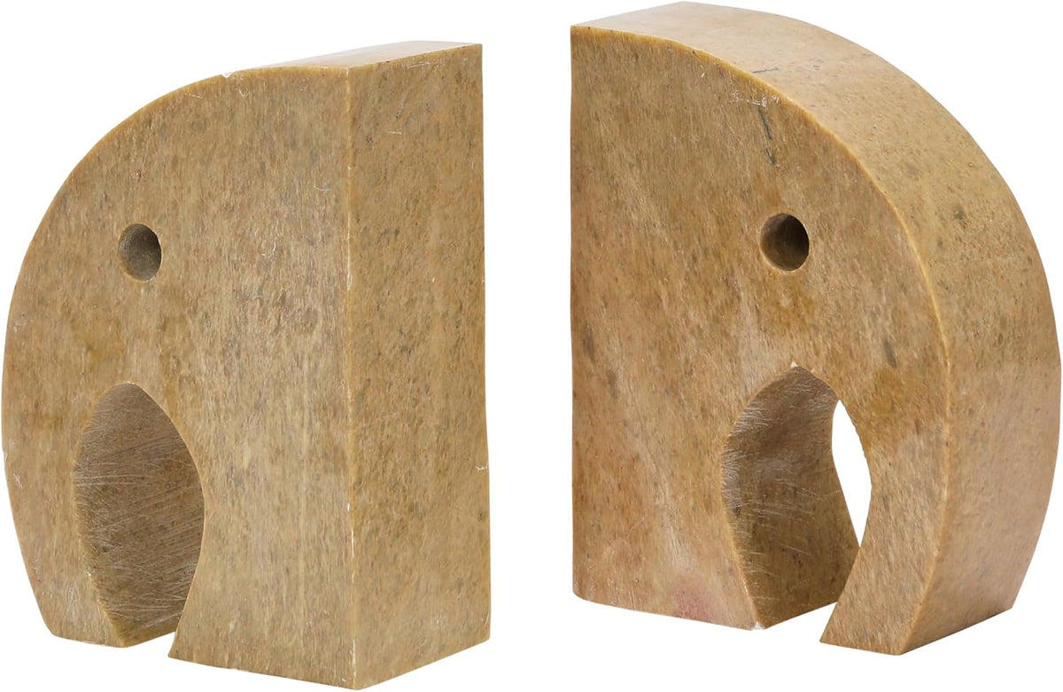 Design Shop Elephant Soapstone Green Pack of 2 Bookends, 4" L w x 5" H