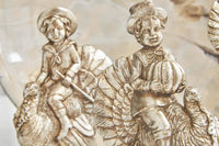 Design Shop Assorted 7.25 Inch Antique Silver Resin Children with Turkeys, Set of 3