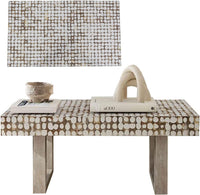 Design Shop Coconut Shell Coffee Table With U-Shaped Legs, 40"W, White