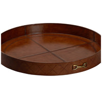 Chelsea House LEATHER ROUND TRAY WITH METAL