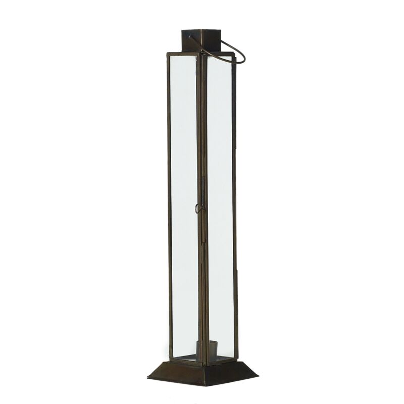 Design Shop Gold Henley Lantern Clear Glass, 3.5" X 15.75".