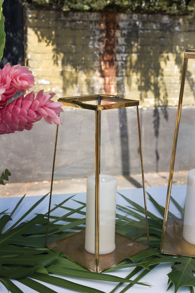 Design Shop Gold Paramount Lantern, 7.5" X 14.75".