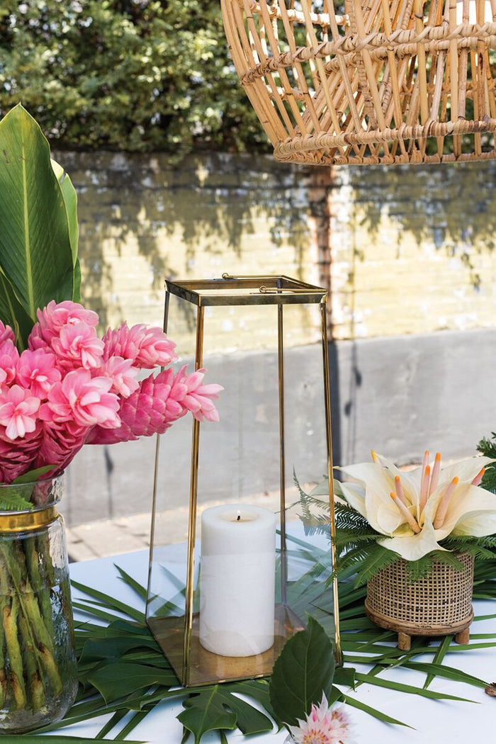 Design Shop Gold Paramount Lantern, 8.25" X 19".