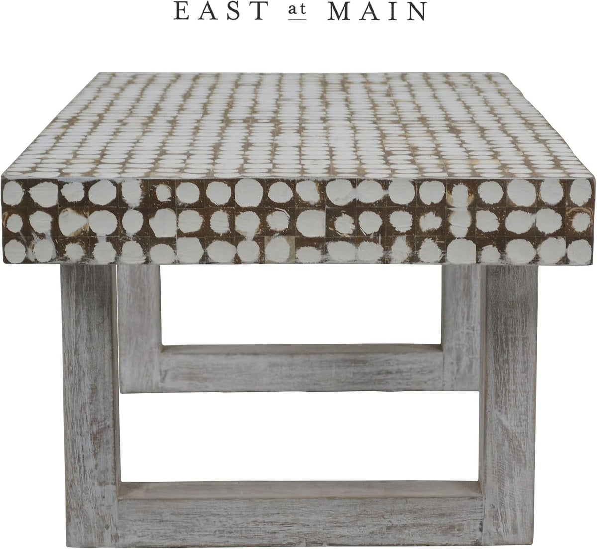 Design Shop Coconut Shell Coffee Table With U-Shaped Legs, 40"W, White