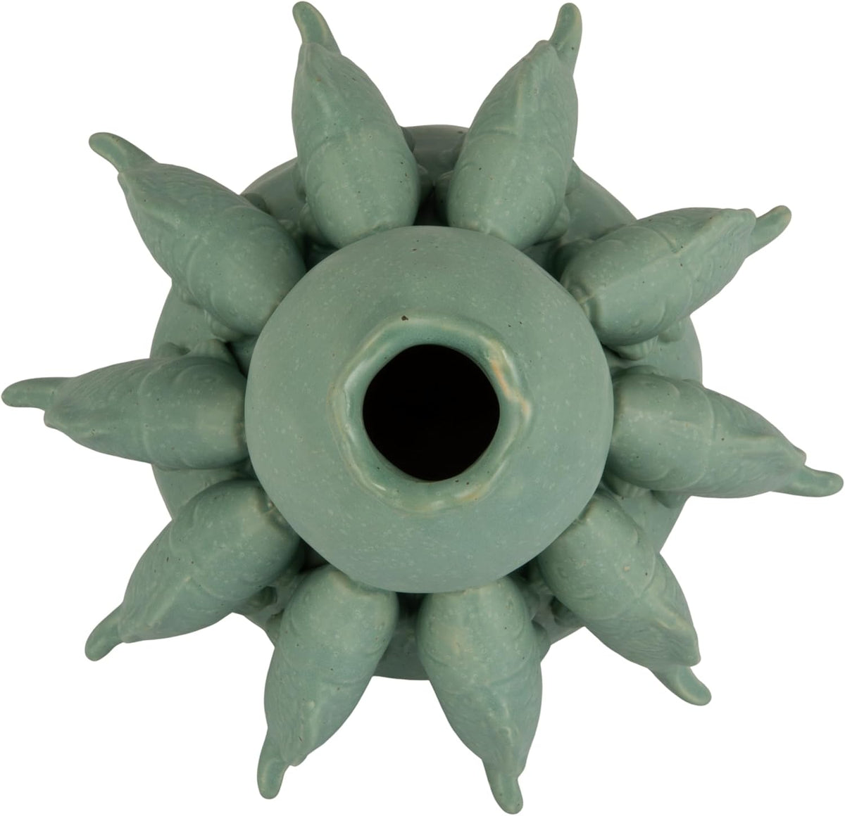 Design Shop Stoneware Vase with 3D Fish and Reactive Glaze, Matte Sage Green