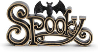 Design Shop 10.25 Inch Black & Gold Resin Spooky Cutout with 1 Glittered Bat